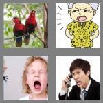 4 pics 1 word 6 letters squawk