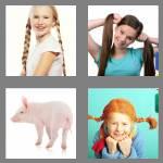 4 pics 1 word 8 letters pigtails